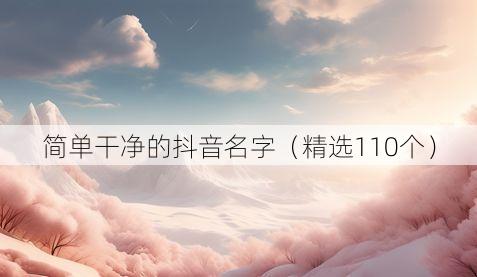 简单干净的抖音名字(精选110个)