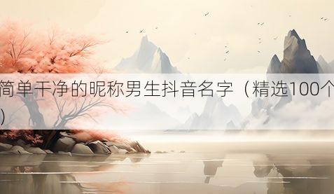 简单干净的昵称男生抖音名字(精选100个)