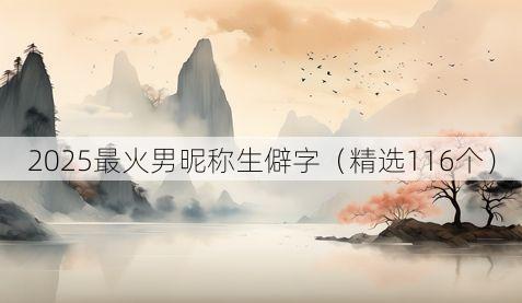 2025最火男昵称生僻字(精选116个)
