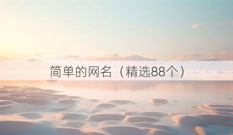 简单的网名(精选88个)