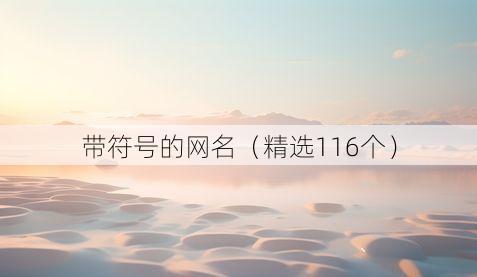带符号的网名(精选116个)