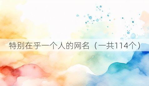 特别在乎一个人的网名（一共114个）
