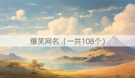 爆笑网名(一共108个)