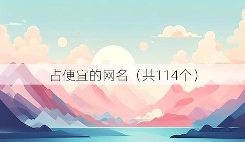 占便宜的网名(共114个)