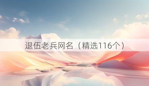 退伍老兵网名(精选116个)