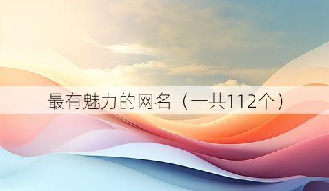 最有魅力的网名(一共112个)