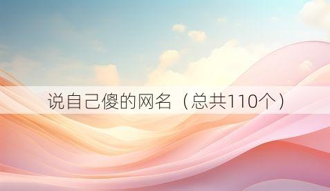 说自己傻的网名(总共110个)