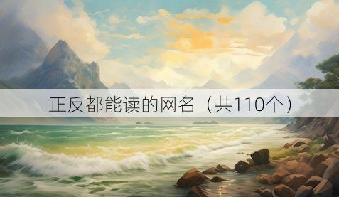 正反都能读的网名(共110个)
