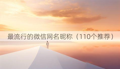 最流行的微信网名昵称(110个推荐)