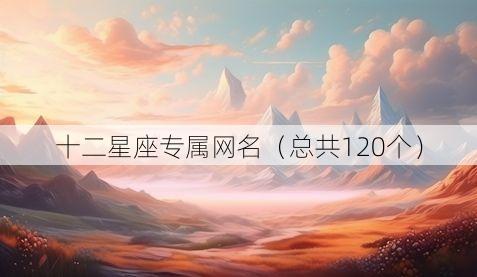 十二星座专属网名（总共120个）