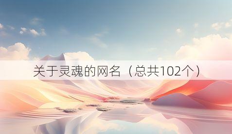 关于灵魂的网名(总共102个)