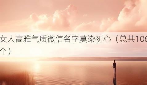 女人高雅气质微信名字莫染初心(总共106个)