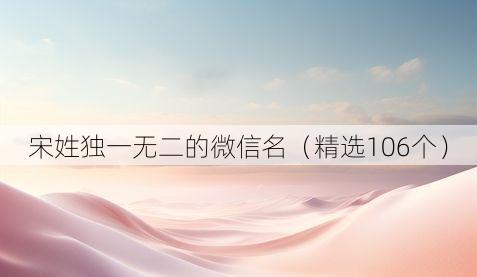 宋姓独一无二的微信名(精选106个)