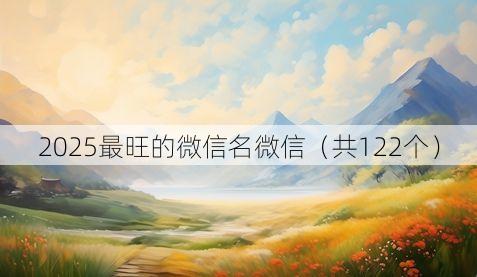 2025最旺的微信名微信(共122个)