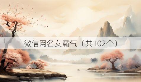 微信网名女霸气(共102个)