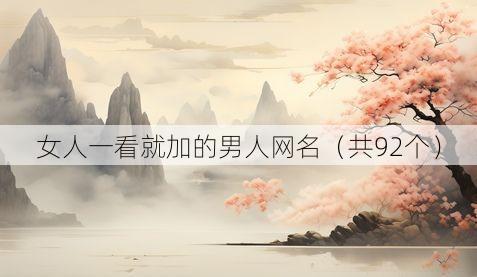 女人一看就加的男人网名(共92个)