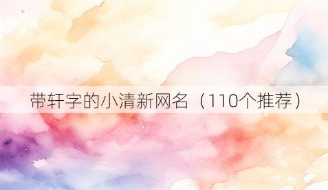 带轩字的小清新网名(110个推荐)