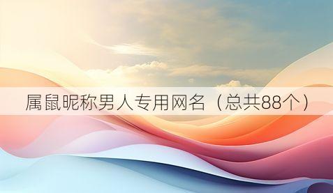 属鼠昵称男人专用网名(总共88个)