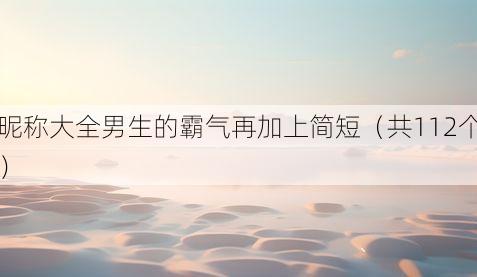 昵称大全男生的霸气再加上简短(共112个)