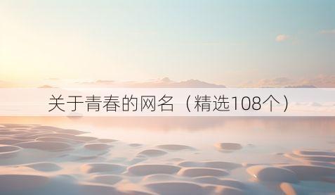 关于青春的网名(精选108个)