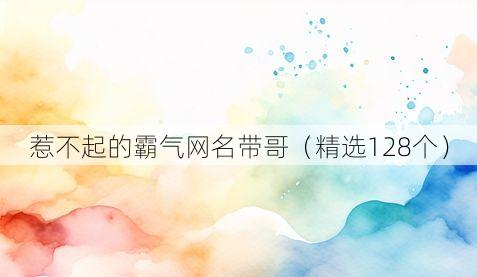 惹不起的霸气网名带哥（精选128个）