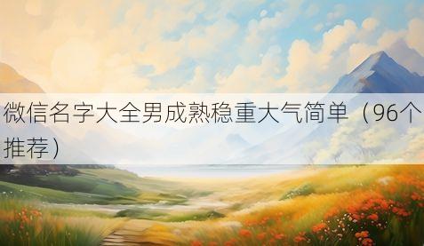 微信名字大全男成熟稳重大气简单(96个推荐)