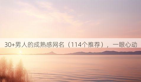 30+男人的成熟感网名（114个推荐），一眼心动