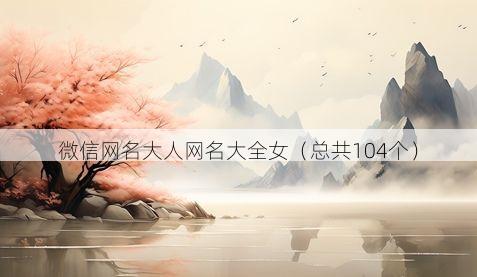 微信网名大人网名大全女（总共104个）