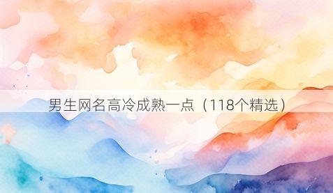 男生网名高冷成熟一点(118个精选)