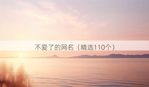 不爱了的网名(精选110个)