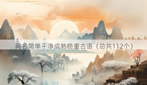 网名简单干净成熟稳重古语(总共112个)