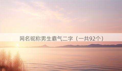 网名昵称男生霸气二字(一共92个)