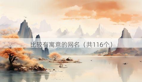 比较有寓意的网名(共116个)