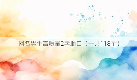 网名男生高质量2字顺口（一共118个）