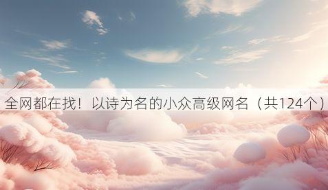 全网都在找!以诗为名的小众高级网名(共124个)