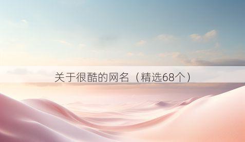 关于很酷的网名(精选68个)