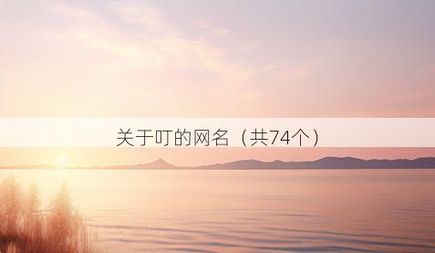 关于叮的网名(共74个)