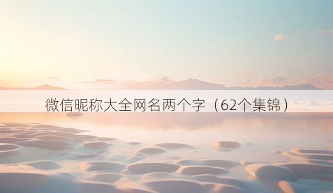 微信昵称大全网名两个字(62个集锦)