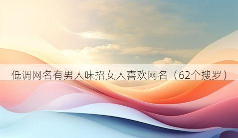 低调网名有男人味招女人喜欢网名(62个搜罗)