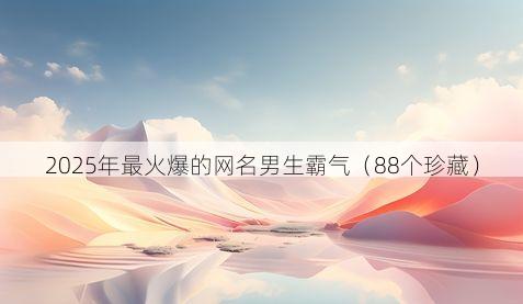2025年最火爆的网名男生霸气(88个珍藏)