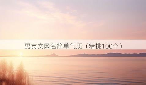 男英文网名简单气质(精挑100个)