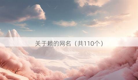 关于赖的网名(共110个)