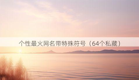 个性最火网名带特殊符号（64个私藏）
