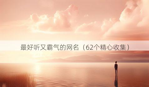 最好听又霸气的网名（62个精心收集）