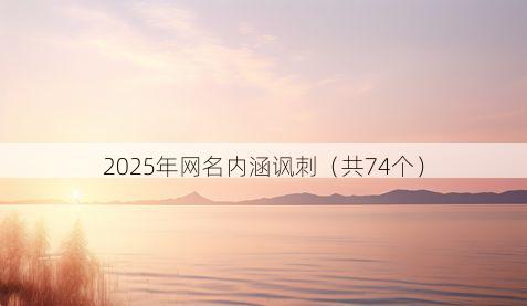 2025年网名内涵讽刺(共74个)
