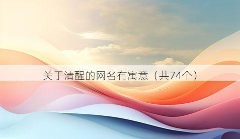 关于清醒的网名有寓意(共74个)