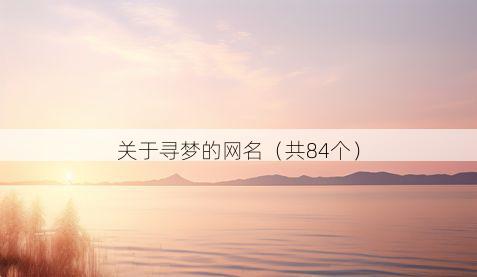 关于寻梦的网名(共84个)