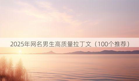 2025年网名男生高质量拉丁文(100个推荐)