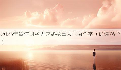 2025年微信网名男成熟稳重大气两个字（优选76个）