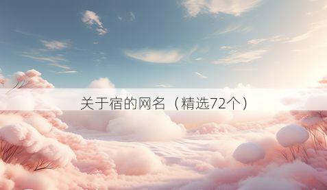 关于宿的网名(精选72个)